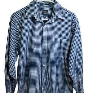(M134) Dockers Battery Street Blue White Check Long Sleeve Shirt Size M